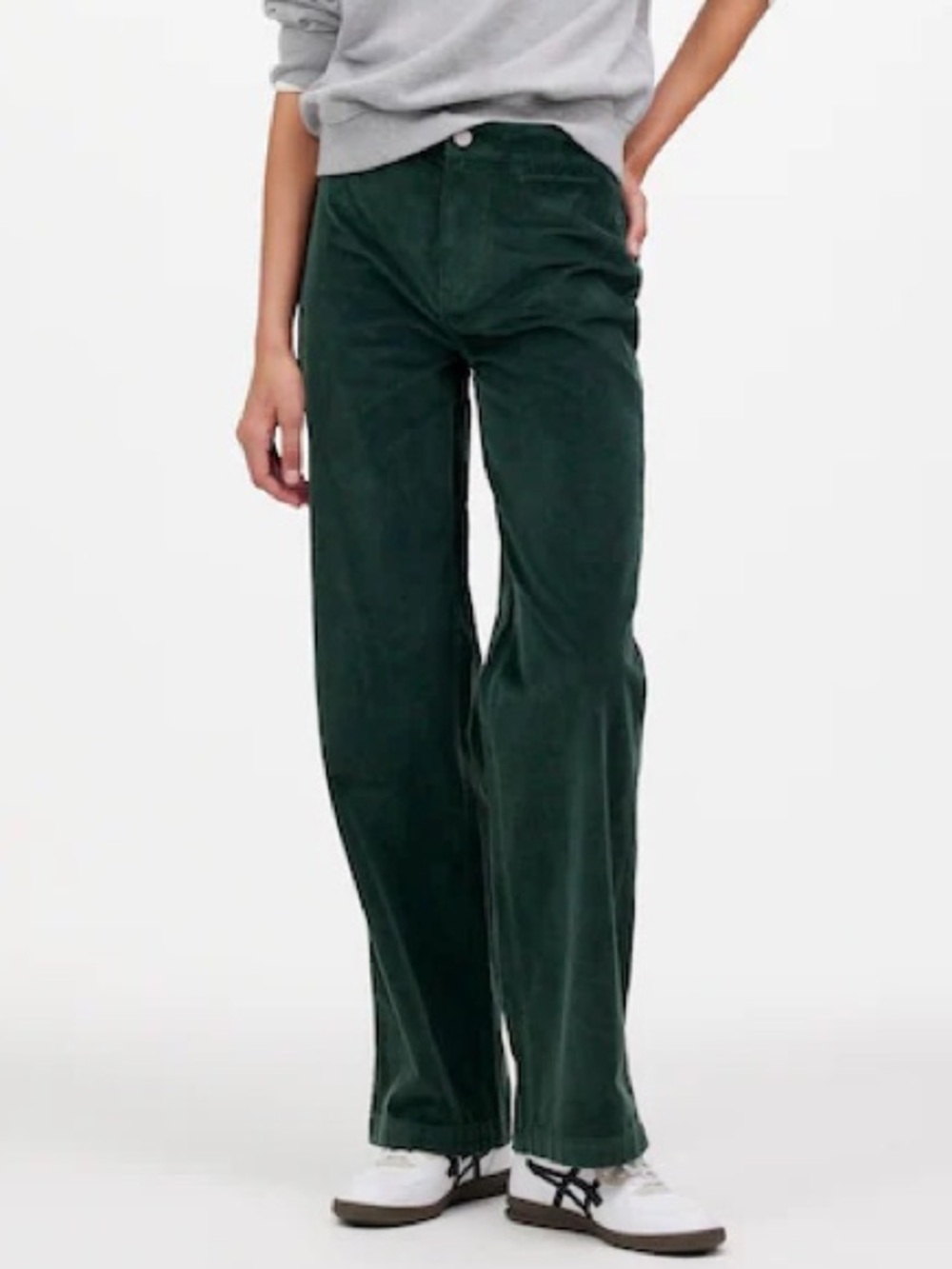 Madewell The Emmett Wide-Leg Pants in Corduroy Welt Pocket Edition Luxury Forest